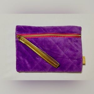 NWT - Ipsy Makeup Bag - Never Used - Fuzzy Purple and Gold Metallic Zipper